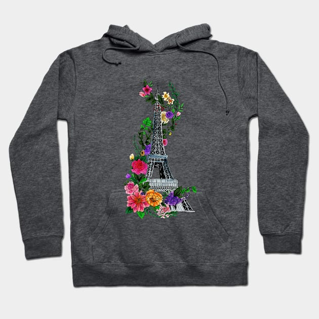 Floral Eiffel Tower Hoodie by CasValli